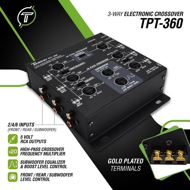 Timpano 3-Way Electronic Crossover Remote Subwoofer Control Equalizer TPT-360 - Image 2